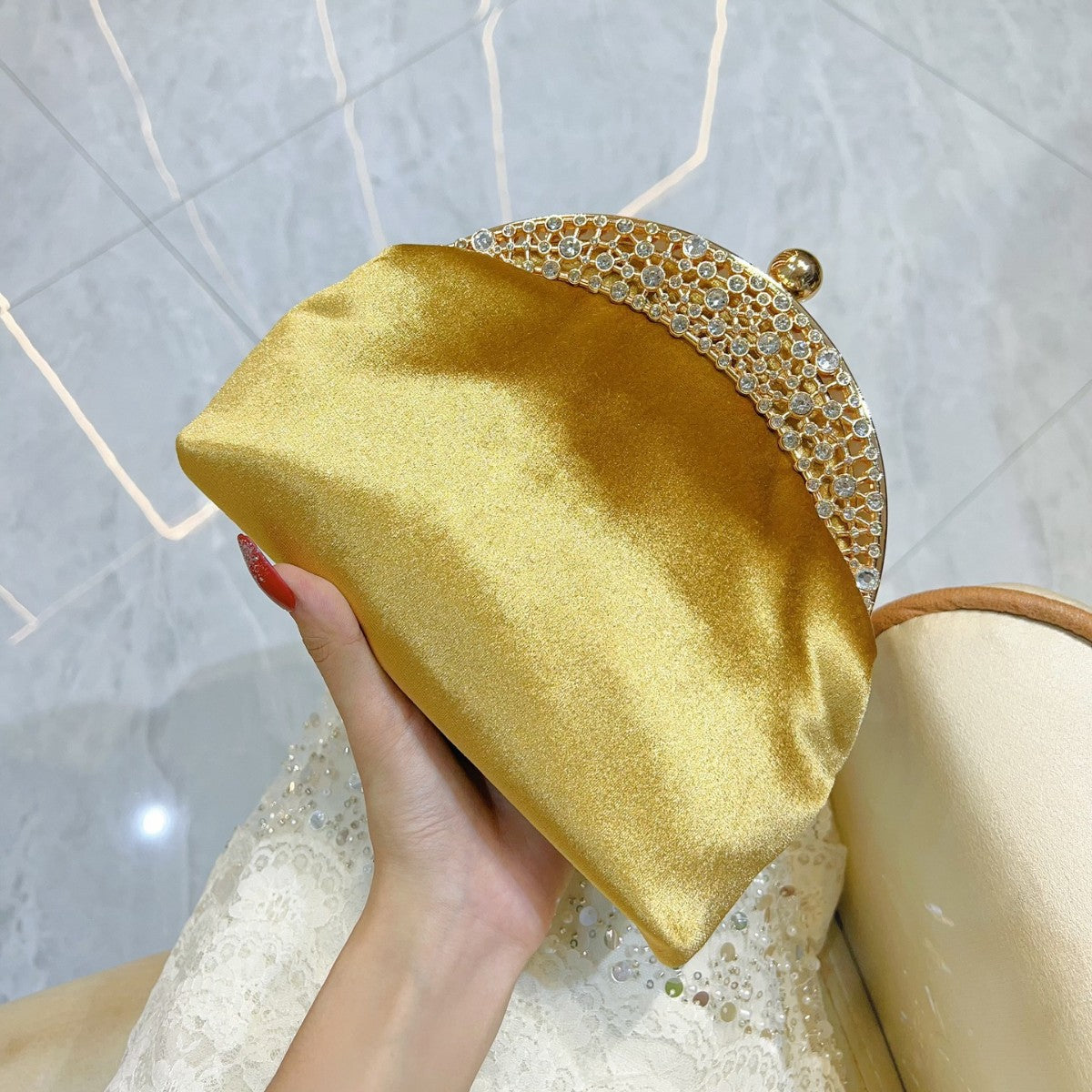 Versatile Women's Suede Clutch High-grade Diamond Dinner Bag