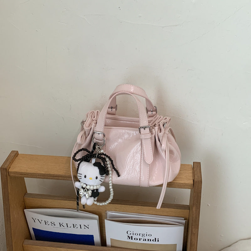 High-grade Portable Oil Wax Leather Pleated Cloud Design Fashion Women's Handbag