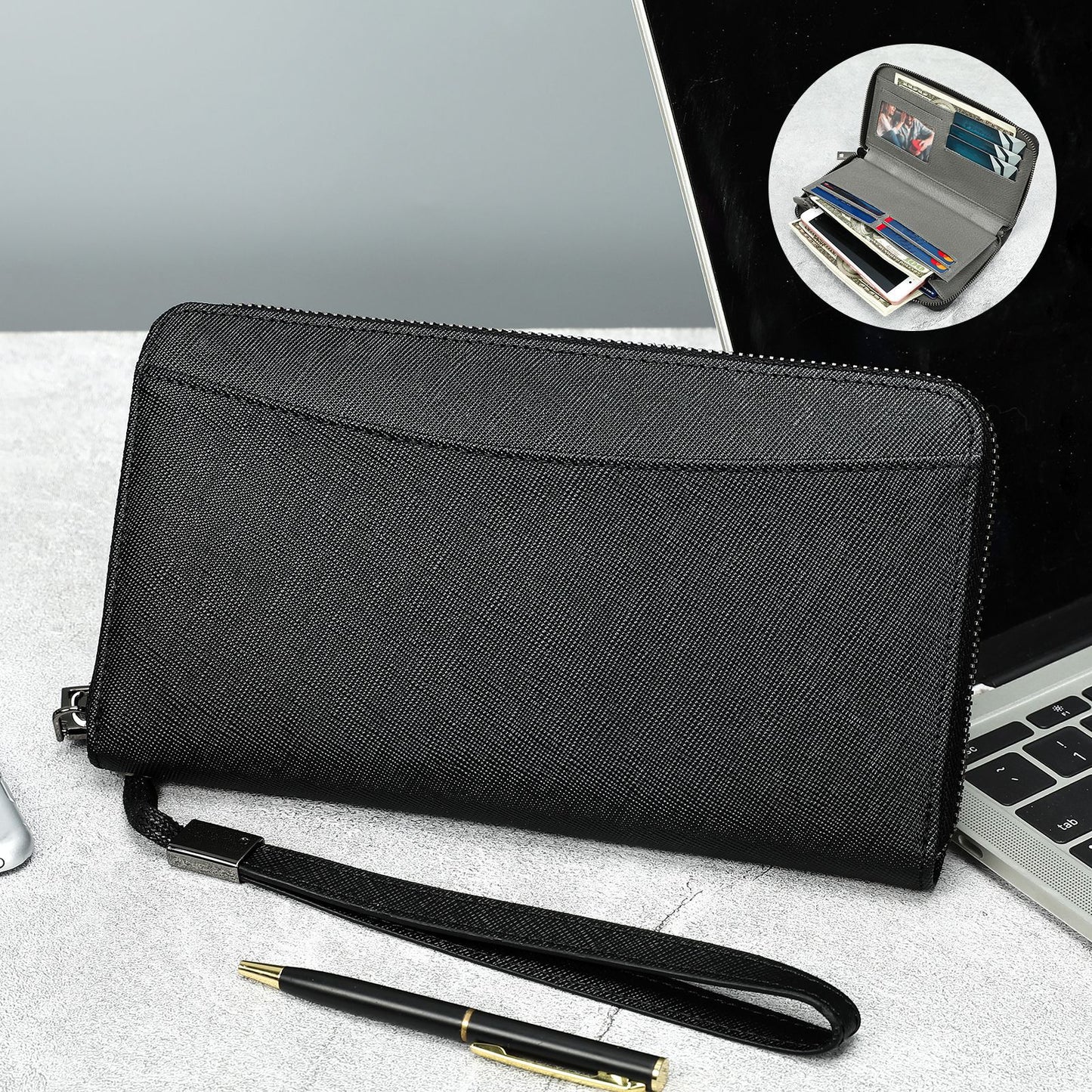Men's Multiple Slots Fashion Classy Cross Pattern Business Men's Wallet