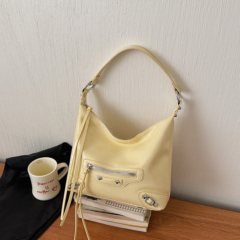 Women's Spring Retro Minority Underarm Fashion Soft Surface Simple Large Bucket Bags