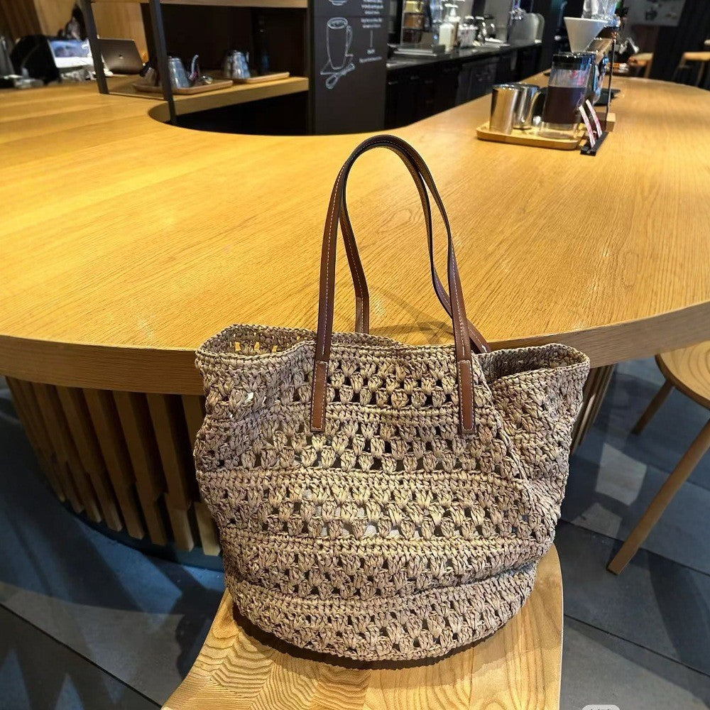Lazy Elegant Goddess Woven Straw Large Capacity Women's Shoulder Bag