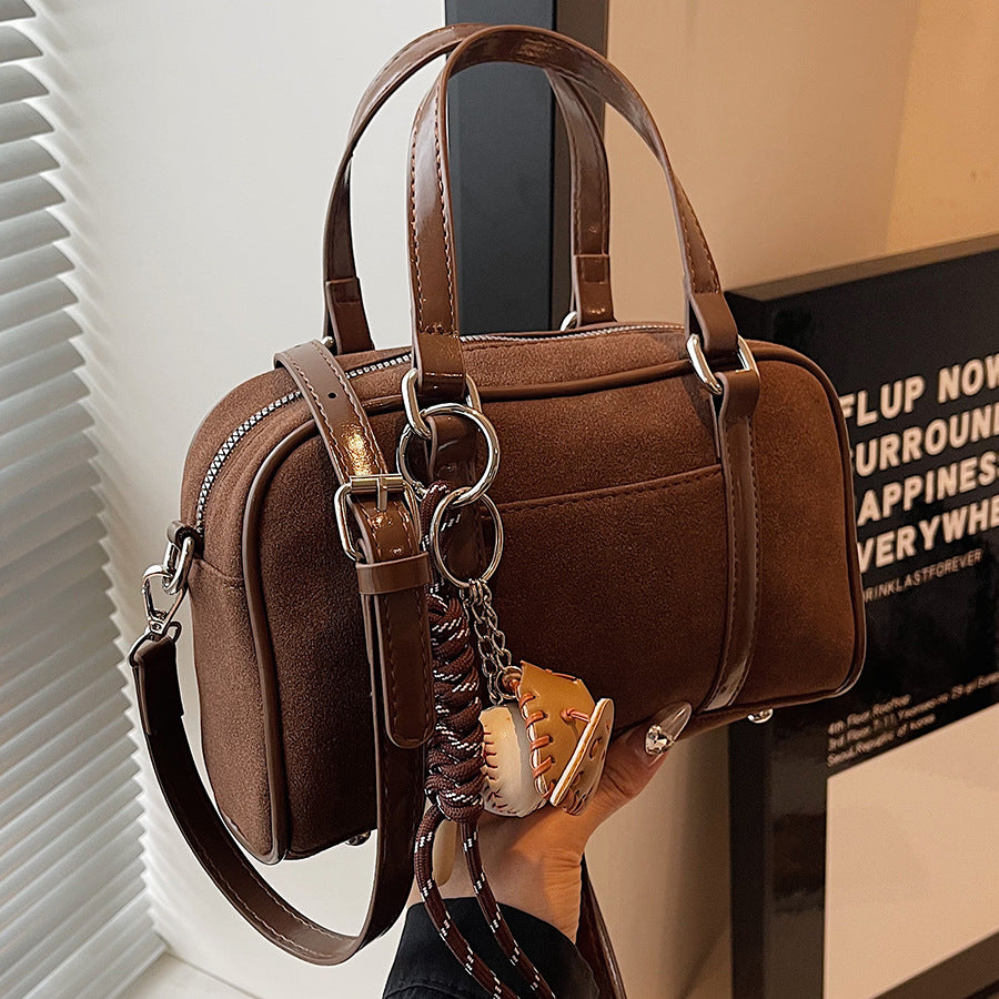 Women's Retro Matte Fashion Bowling Trendy Large Bags