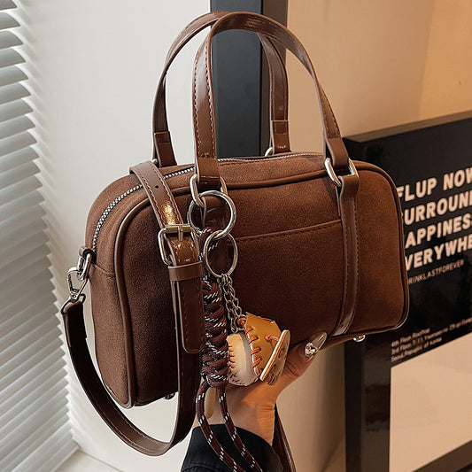 Women's Retro Matte Fashion Bowling Trendy Large Bags