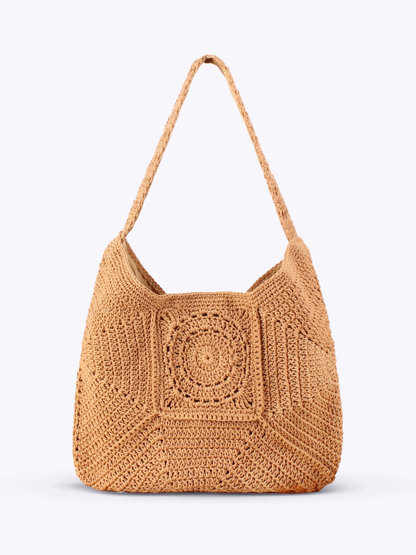Women's Large Capacity Cotton Thread Woven Grandma Plaid Straw Vacation Women's Shoulder Bag