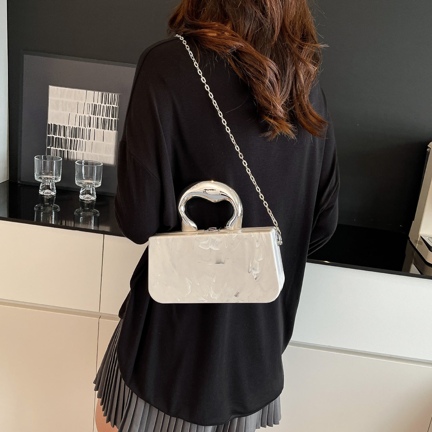 Women's Candy Color Box Spring Ice Crack Dinner Bag