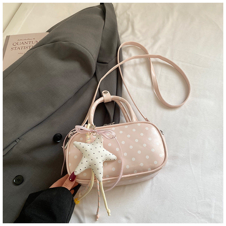 Korean Style Niche Sweet Bow Polka Dot Light Luxury Small Square Bag