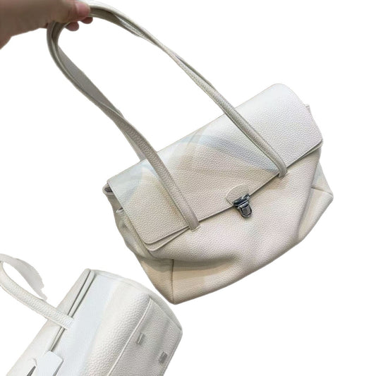 Women's First Layer Cowhide Large Capacity Flip Commuter Women's Shoulder Bag