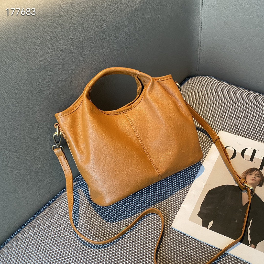 Women's First Layer Cowhide Retro Portable High-grade Women's Shoulder Bag