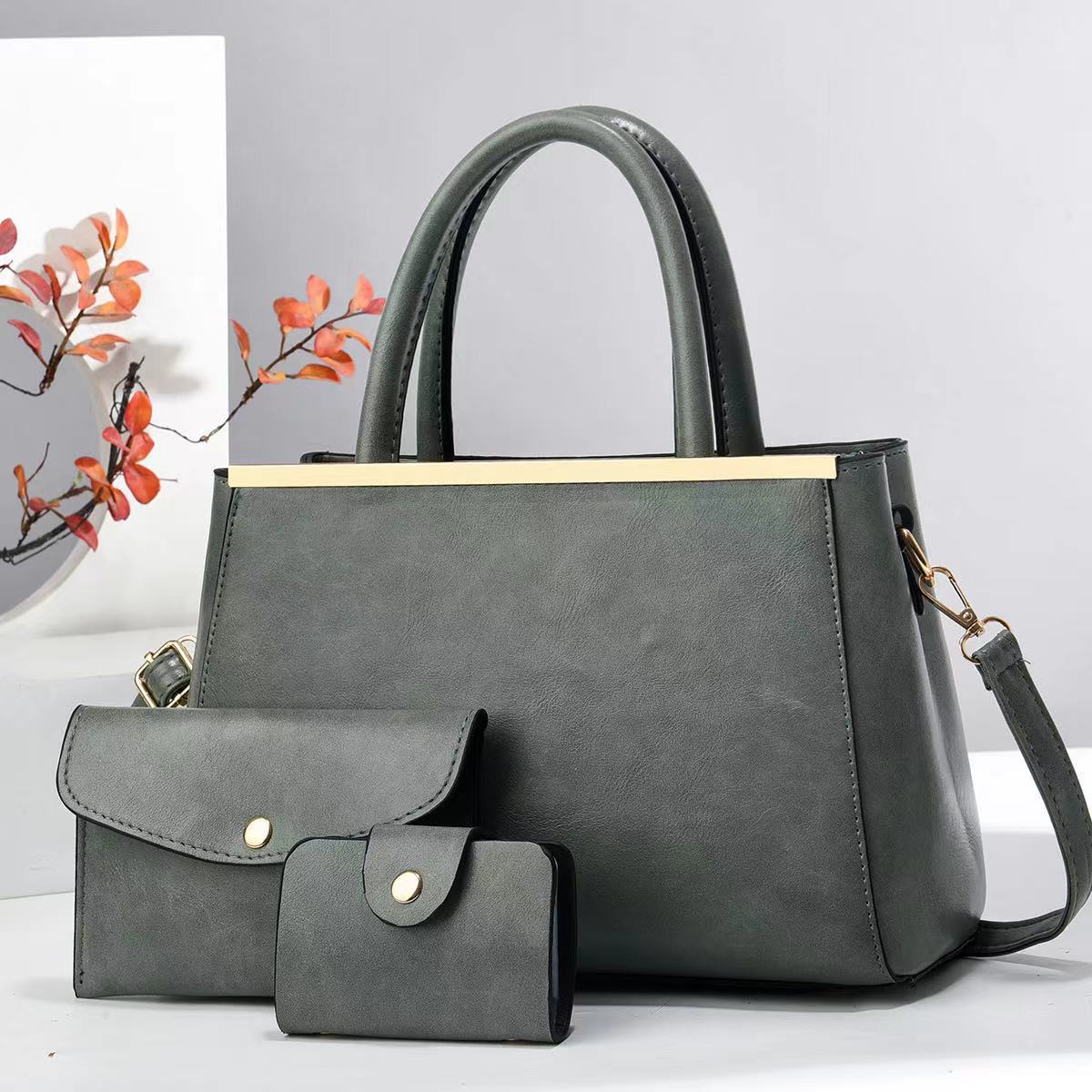 Lady's Material Retro Portable Mix Simple Large Women's Handbag