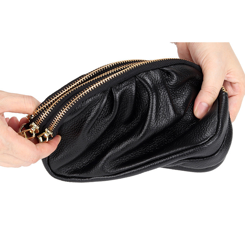 Women's Genuine Wrinkled Soft Large Capacity Simple Women's Leather Bag
