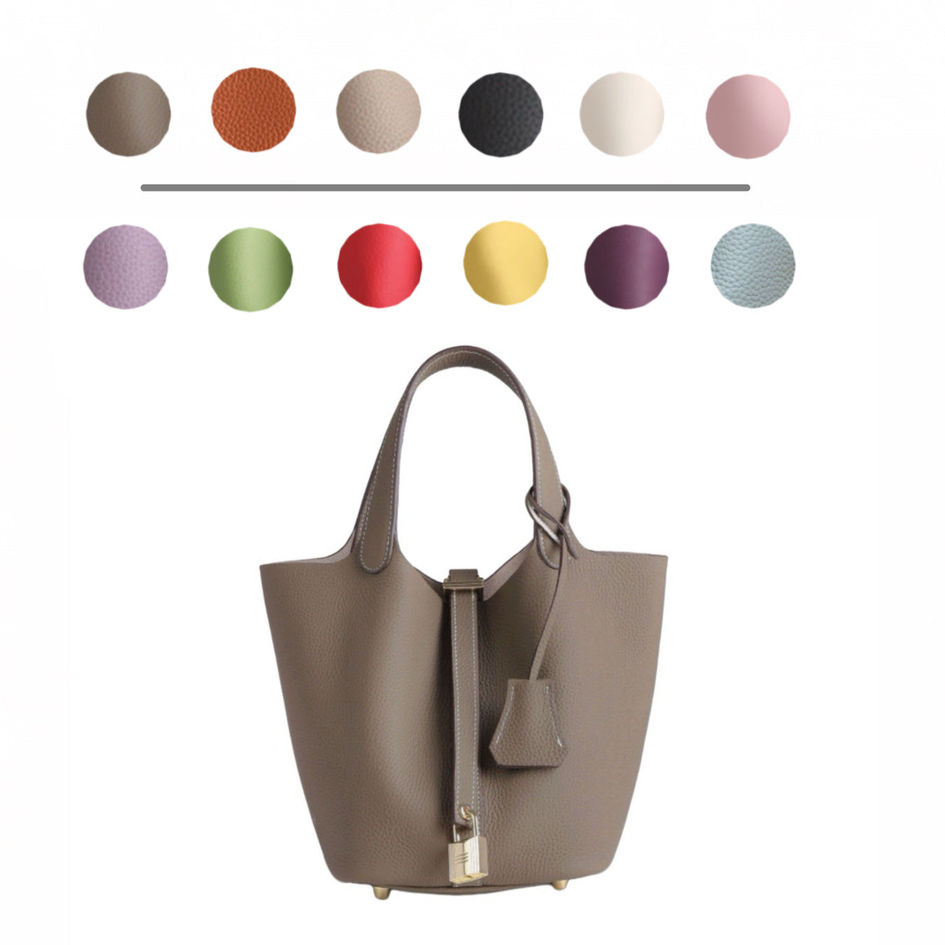 Women's Version First Layer Cowhide Vegetable Basket Lychee Bags