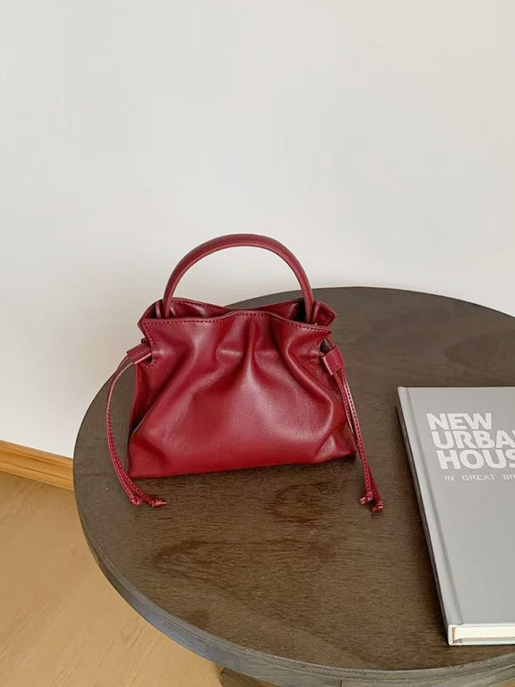 Sheepskin Portable Cloud Design Pleated High-grade Women's Shoulder Bag