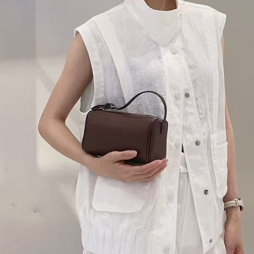 Korean Style Niche Pen Suede Leather Underarm Mini Pouch Small Square Bag