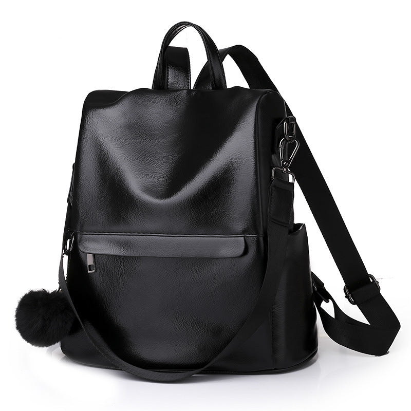 Women's Korean Street Fashion Individual Soft Leather Universal Backpack