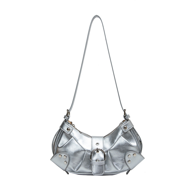 Women's Fashion Underarm Motorcycle Korean Style Soft Leather Bags