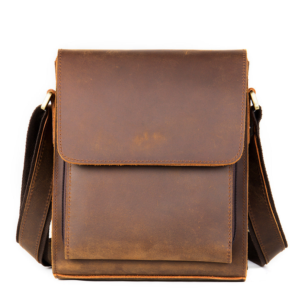 Men's Leather Fashion Crazy Horse First Layer Cowhide Men's Shoulder Bag