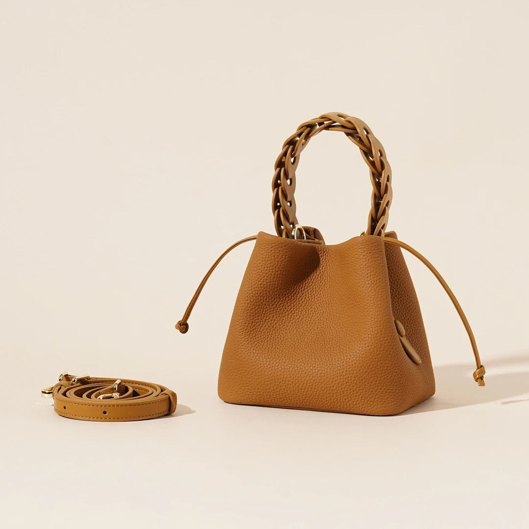 Women's First Layer Cowhide Vegetable Basket Portable Women's Handbag