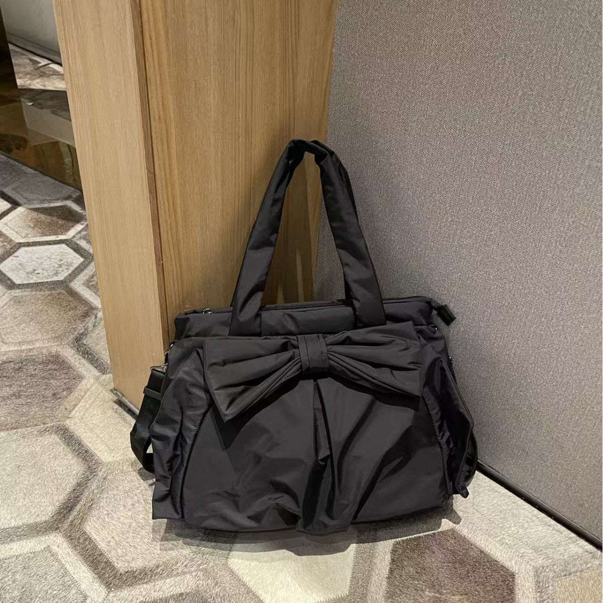 Women's Nylon Cloth Bowknot Large Capacity Simple Handbags