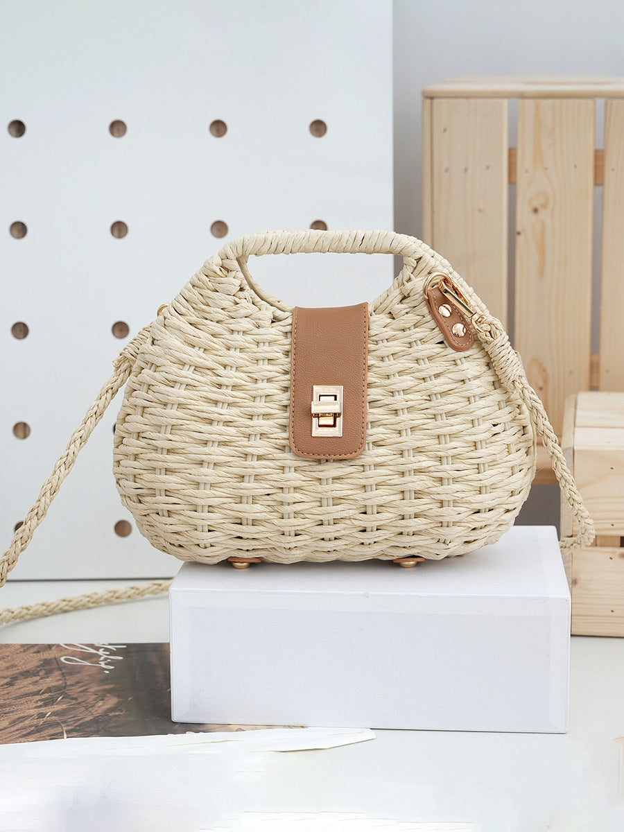 Style Simple Shell Autumn Cover Vacation Leisure Straw Women's Messenger Bag