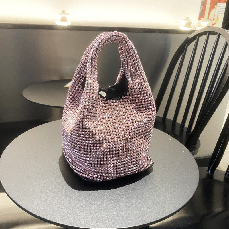 Women's Vest Diamond Summer Fashion Bucket-shaped Sier Lion Dinner Bag