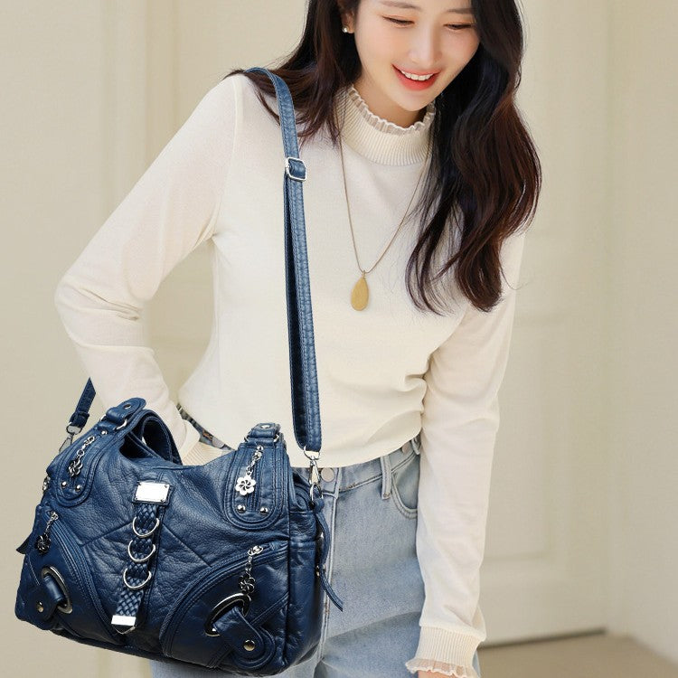 Women's Retro Trendy Large Capacity Motorcycle Women's Shoulder Bag