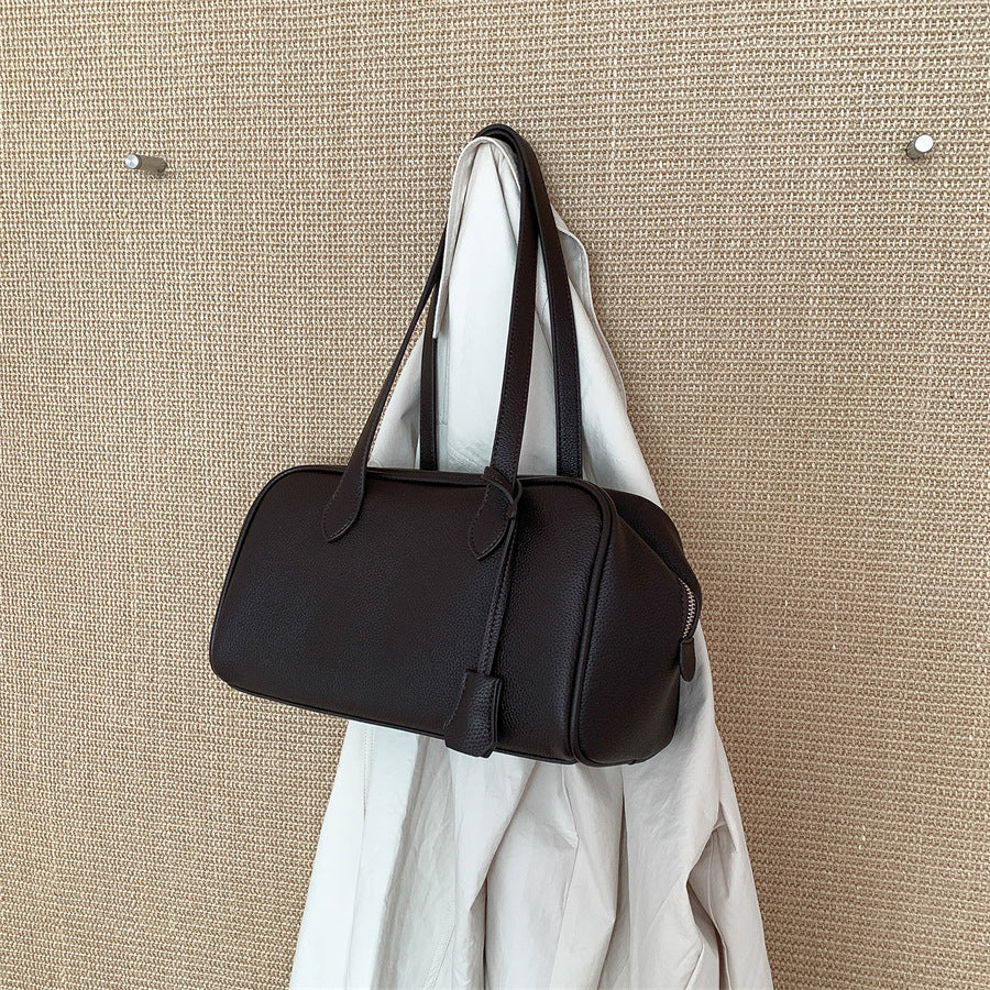 Women's Simple Boston Niche Trendy Portable Underarm High-grade Versatile Leather Women's Handbag