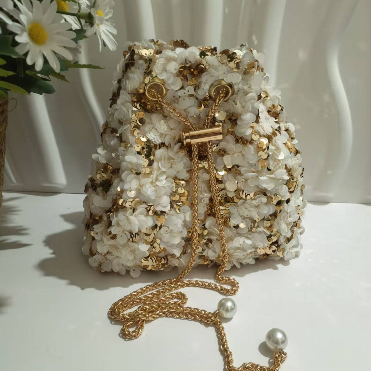 Women's Fashion Summer High-grade Korean Style Rhinestone Bucket Bags
