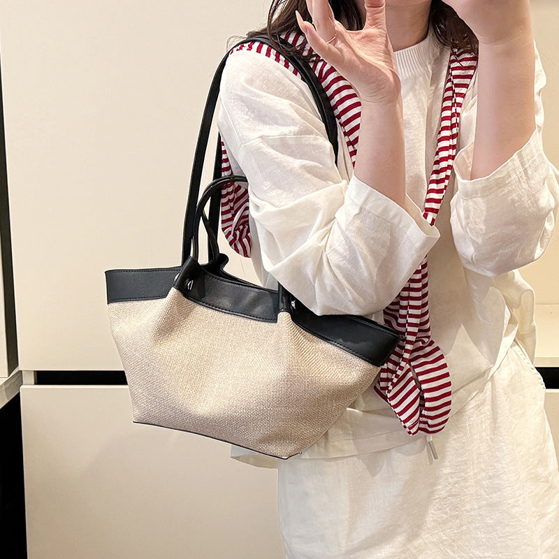 French Retro Straw Beach Vacation Western Style Vegetable Basket Portable Women's Shoulder Bag