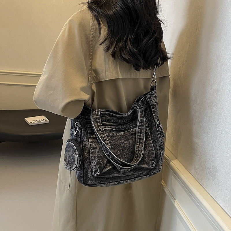 Women's Denim Canvas Large Capacity Shopping Camp Easy Matching Leisure Women's Messenger Bag