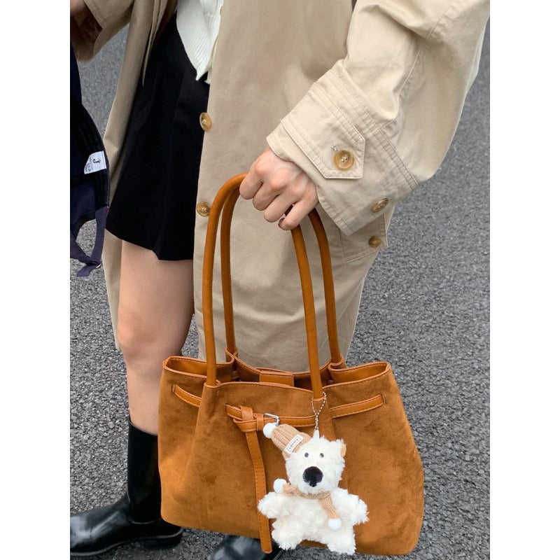 Women's Vintage Large Capacity Suede Commuter Portable Women's Shoulder Bag