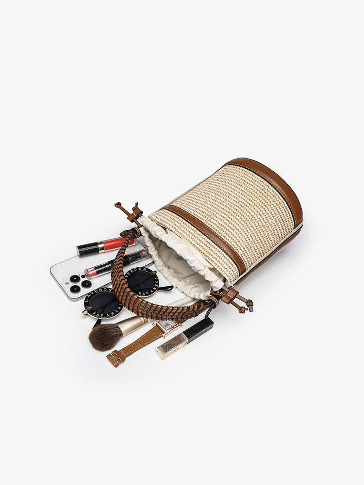 Women's Home Straw Woven Western Style Portable Beach Personalized Bags