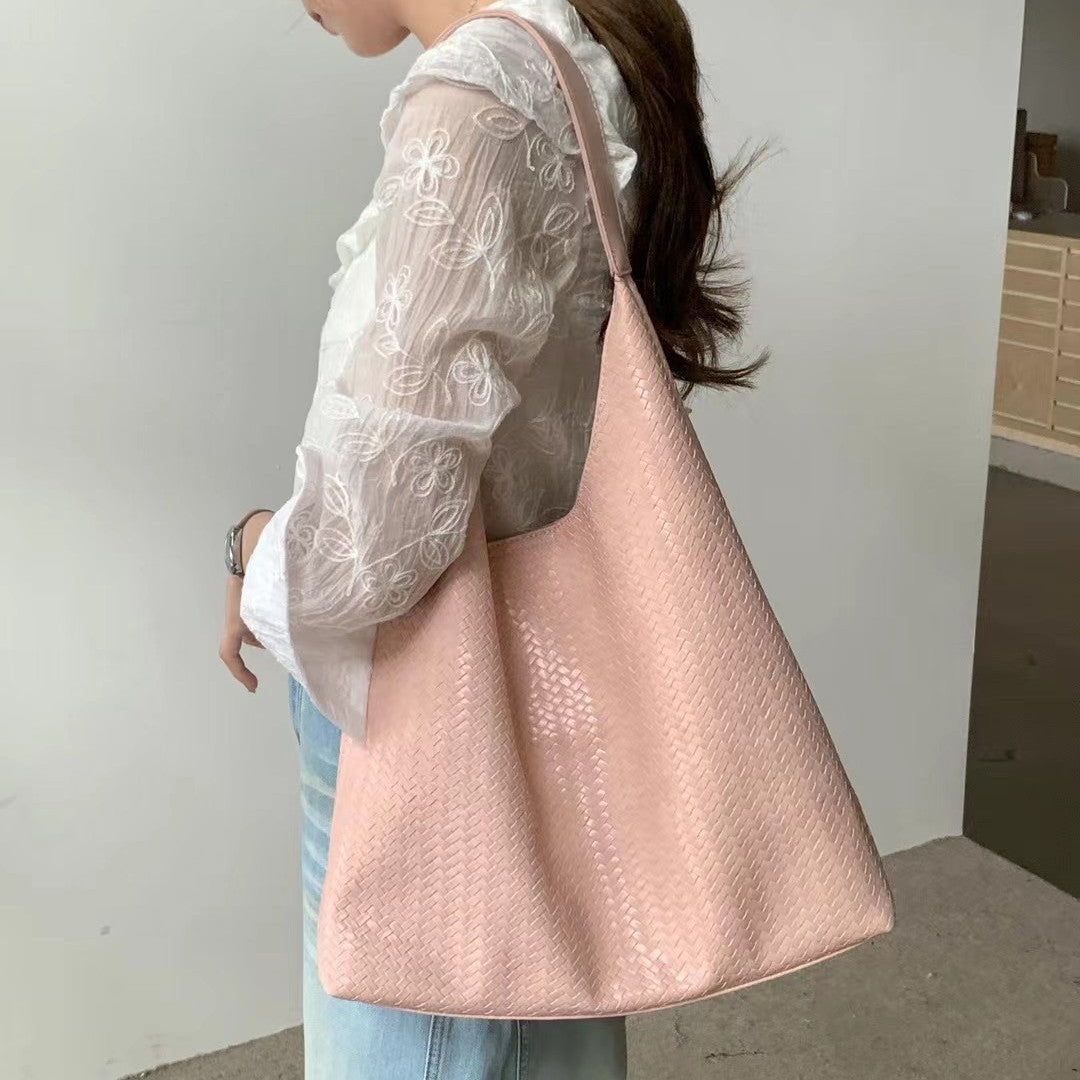 Idle Style Woven Female Solid Color Large Capacity Tote Bag
