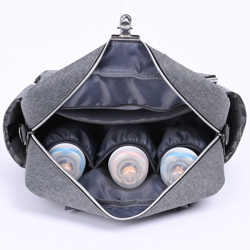 Women's Horizontal Double Pocket Diaper Embroidery Thread Style Lightweight Mummy Bag