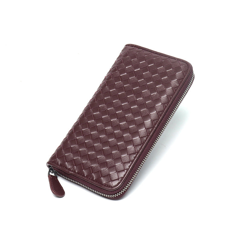 Women's & Men's Leather Korean Style Hand-woven Sheepskin Long Purses