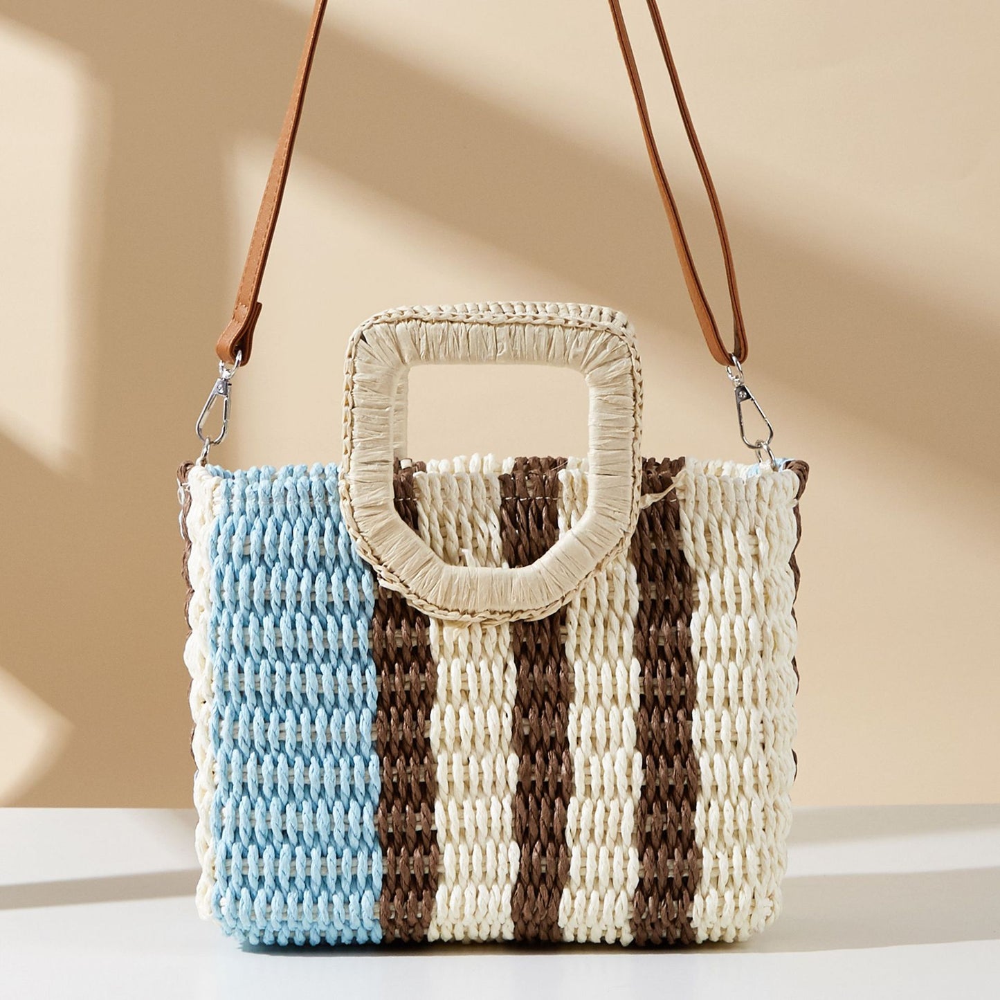 Women's Straw Striped Large Capacity Woven Fashion Women's Handbag