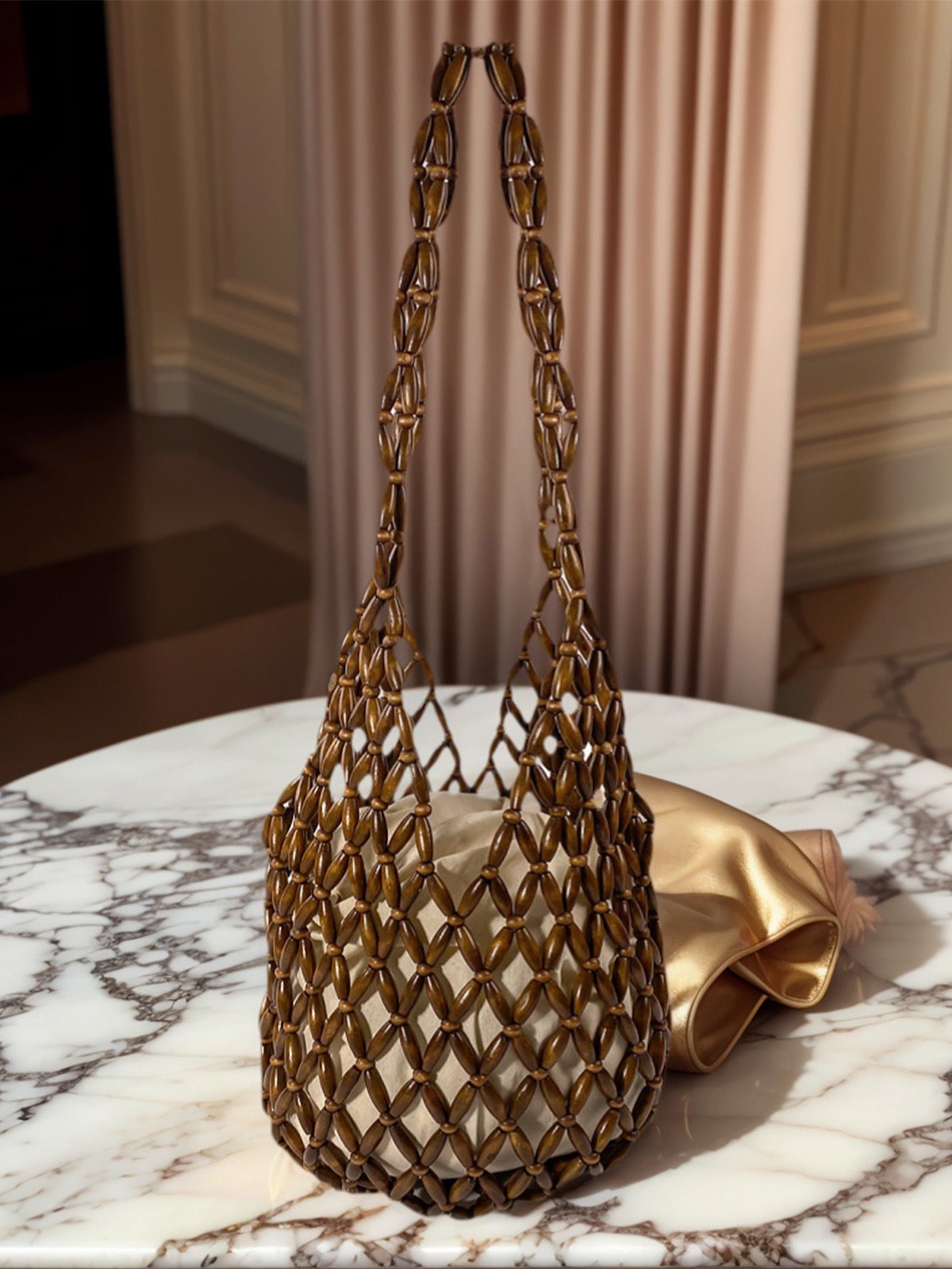 Summer Fashion Design Style Handmade Beaded Weaving Hollow Women's Shoulder Bag