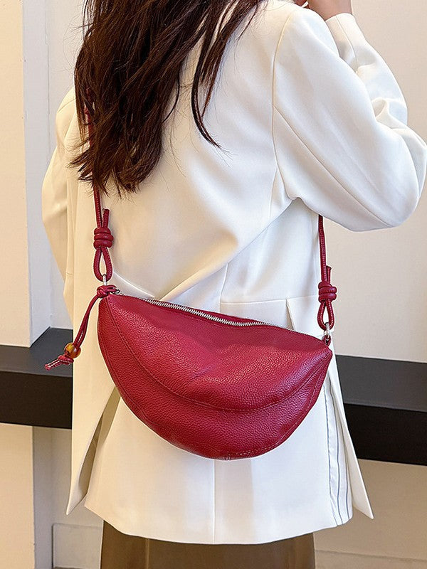 Women's Leather Croissant First Layer Cowhide Dumpling Bags