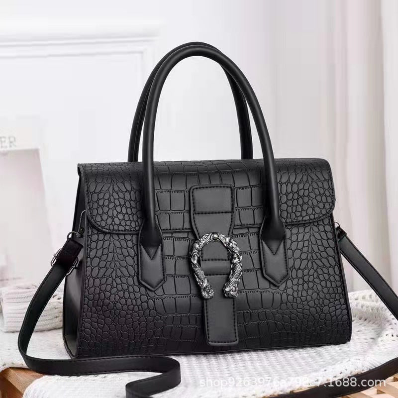 Elegant Women's Fashion Crocodile Pattern Big Women's Handbag