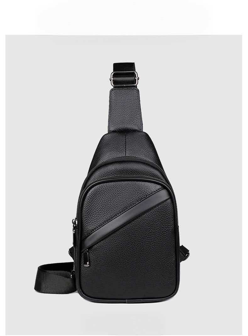 Men's First Layer Cowhide Simple Fashion Commute Leisure Men's Chest Bag