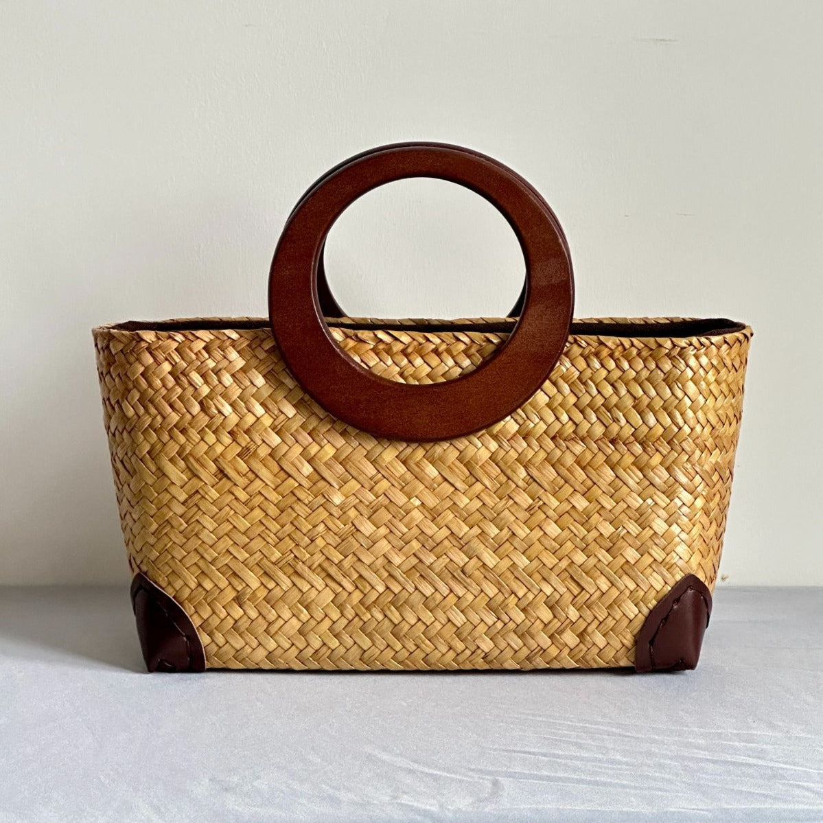 Woven Artistic National Style Beach Wooden Rattan Women's Handbag