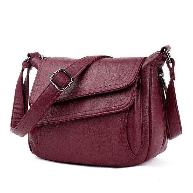 Washed Sheepskin Mother Fashion Simple Solid Women's Shoulder Bag