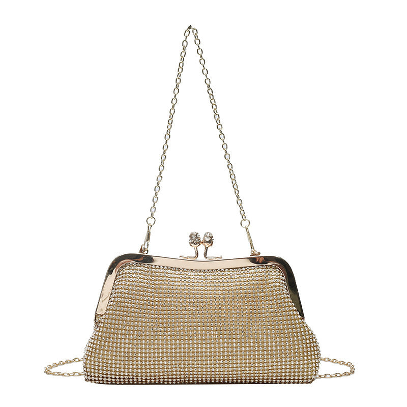 Women's Niche Rhinestone Hand Holding Net Drill Shiny Diamond Banquet Bags