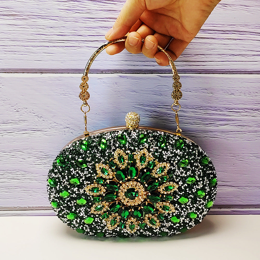Shiny Round Clip Bridal With Chain Handbags