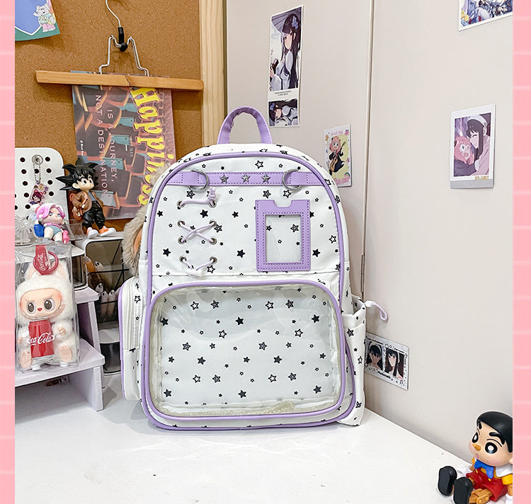 Two-dimensional Transparent Cartoon Junior High Printed Backpacks