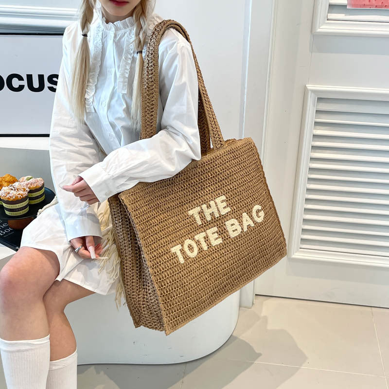 Women's Summer Large Capacity Woven Fashion Letter Bags