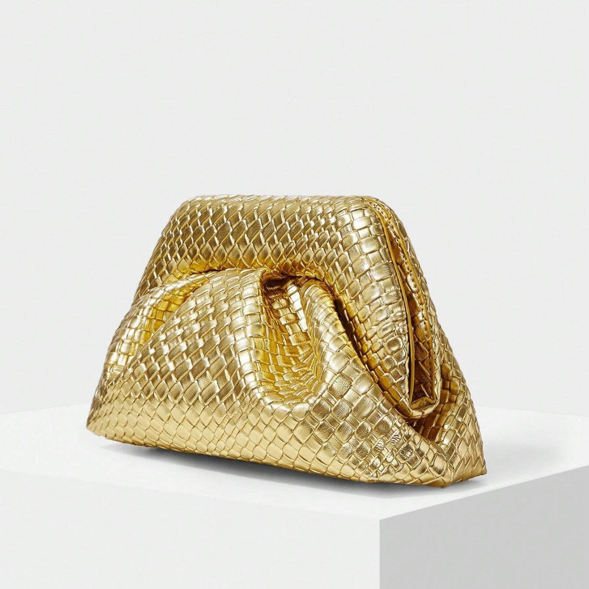 Women's Pleated Fashion Dinner Metallic Shiny Simple Women's Clutch