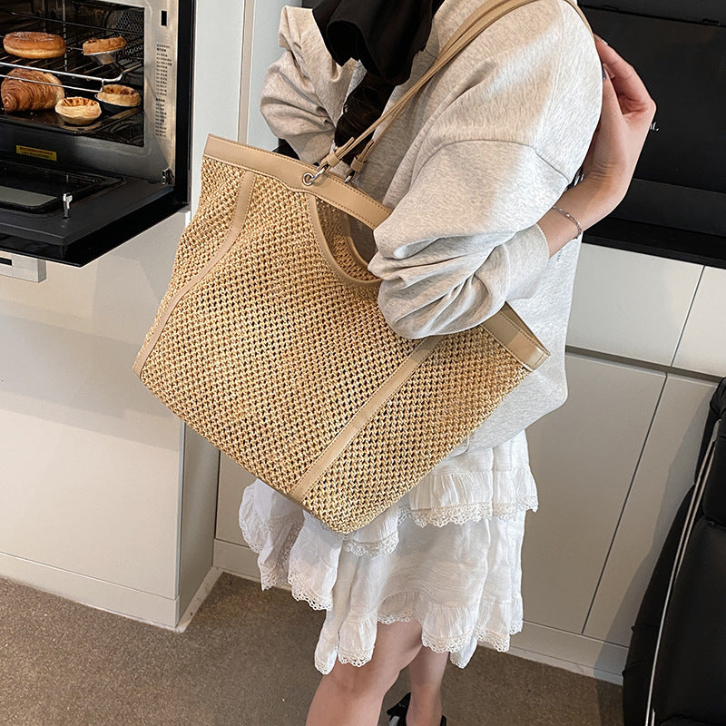 Women's Large Capacity Straw Idle Style Portable Bags