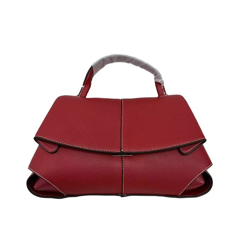 Women's Genuine Leather French Design Fashion Pleated Smile Women's Clutch