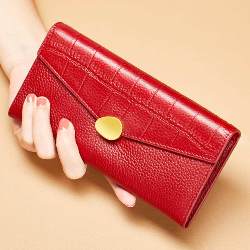 Women's Clutch First Layer Cowhide Crocodile Pattern Ladies Wallet