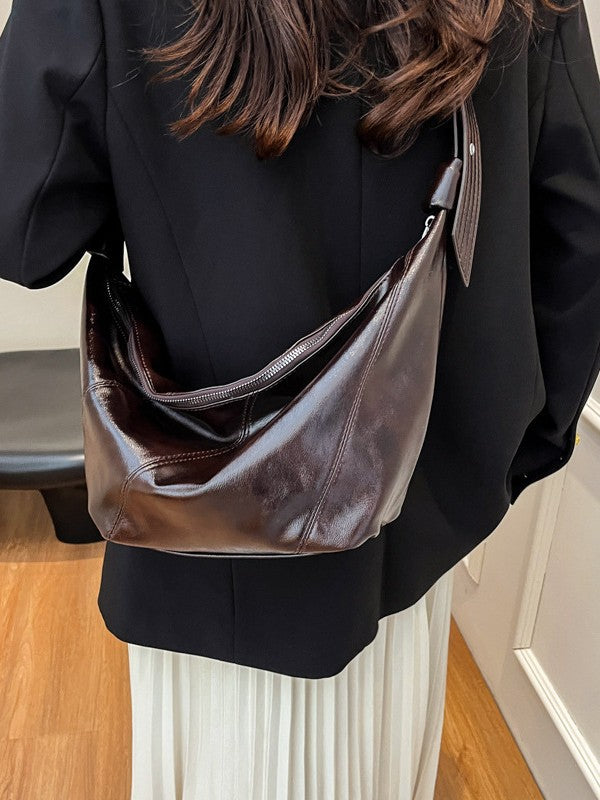 Women's Idle Style Soft Leather Oil Wax Dumpling Retro Large Capacity Women's Messenger Bag